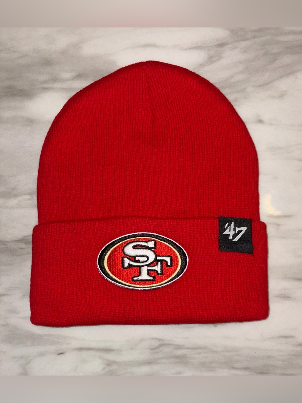 NWOT San Francisco 49ers Red Knit Beanie Winter Hat Football Fan Cuffed Cap